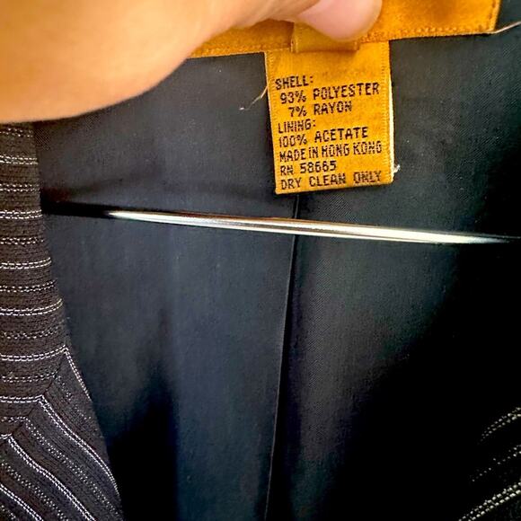 Vintage Classiques Entier Charcoal Pin Stripe Double Breasted Blazer, Size 4P - Picture 4 of 8